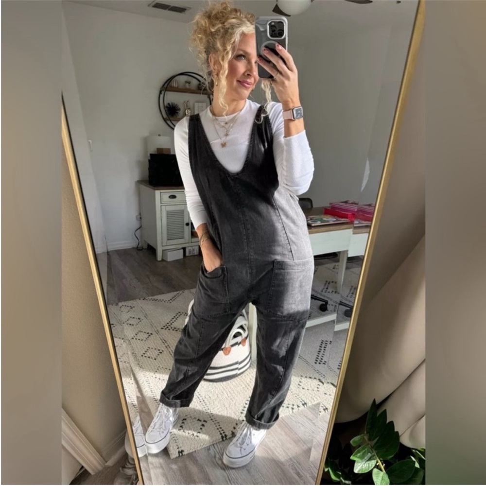 Free People High Roller Jumpsuit in Mineral Black